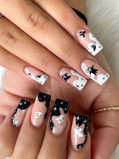 ghost acrylic nails|ghost nails ideas.